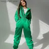 Kobiety Jumpsuits Rompers Winter Hoodie Jobsit Kobiet Romper 2 -częściowy zestaw wysokiej talii długa bluza dresowy zamek błyskawicz