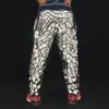 Pants Men's Glitter Silver Laser Mirror Casual Pants Hip Hop Dancer Stage Performance Shiny Byxor Bar Singer Elastic Harem Pants