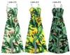 Casual Dresses Summer Womens Hawaiian Print Sexig Suspender Slit Long Kjol Bohemian Beach for Women Party 230504