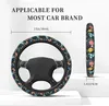 Steering Wheel Covers Amazing Floral Cover With Bright Flowers Branches And Berries On A Black Universal 15In