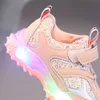 Athletic Outdoor Kids Sneakers Children Baby Girls Letters New LED LUMINOUS BLINGS Sport Run Sneakers Shoes Sapato Infantil Light Up Shoes F11283 AA230503