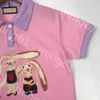 23ss bambini abiti firmati bambini set ragazzi maglietta pantaloncini tuta colori abbinati risvolti stampa coniglio magliette manica corta splicing pantaloncini tuta vestiti per bambini di alta qualità