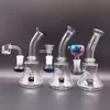 Mini kleurrijke glazen water bong waterpijp 6 inch met banden perc vrouwelijk 14 mm rookpijpen