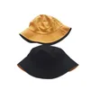 Basker 56-58 cm svart gul dubbelsidig slitage Panama hink hatt kvinnor män unisex sommar mössa hip hop fiskare fast färg
