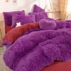 Bettwäsche-Sets Luxus einfarbig Plüsch Bettbezug warme Wolle Mädchen Set Nerzdaunen Einzel- und Doppelbezug/Kissenbezug Househ