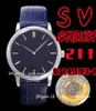 SV 211 V2 Version SAXONIA Luxury Men's Watch 39mm x 9mm. Italian calfskin strap with Seagull Super 2892 automatic chain winding movement silver blue