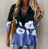 Женские блузки 2023 ежедневные уличные элегантные длинные рукавы осень ретро V-образные топы женский размер