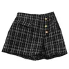 Kobiety szorty itoolin nieregularne Tweed Shorts Spring Plaid Buttons Krótkie krótkie spódnice dla kobiet dla kobiet spódnice wysokiej talii 230504