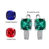 カフイヤーカフジュエリーシミュレーショングリーンエメラルド作成Ruby Sapphire 925 Sterling Silver HoopEarrings for Women Gemstones Huggie Earing