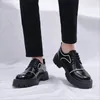 Heren Patent Leather Business Casual Shoes Vintage Lace-Up Flats Low Top Luxe mannelijke Formele schoenen Chaussure Homme Zapatos D2H44