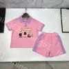 23ss bambini abiti firmati bambini set ragazzi maglietta pantaloncini tuta colori abbinati risvolti stampa coniglio magliette manica corta splicing pantaloncini tuta vestiti per bambini di alta qualità