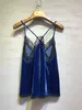 T-Shirt 2022 Spring and Summer New Camisole Blue Vneck Lace Trim Ladies Camisole Tops