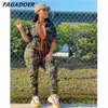 Women's Jumpsuits Rompers Fagadoer Plus Size S-5XL Camouflage Jumpsuit Women Cargo Pants Pockrts Zipper Street Playsuits Fashion Autumn Outfit Romper T230504