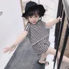 衣料品セット子供の夏の女の女の子の綿服幼児ヒョウ柄Tシャツショーツ2pcs子供トラックスーツ230504