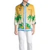 24SS Casablanca Новый дизайнерский шелковая повседневная рубашка классический стиль рыхлые мужчины и женщины модный бренд Hawaii Beach рубашка повседневная универсальные шелковые топы с длинным рукавом Casablanc