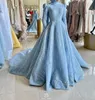 2023 April Aso Ebi Muslim A-line Prom Dress Sequined Lace Evening Formal Party Second Reception Birthday Engagement Gowns Dress Robe De Soiree ZJ674