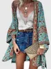 Damen Blusen Bohemian Floral bedruckte Bluse Damen Sommer Open Front Kimono Cardigan Lässig Lose Strand Tops Vintage Langarm Blusas