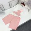 Kinderen modeontwerpster kleding meisjes designer rok o nek shirt set babykleding kinderen tracksuit volledige letter zomer outfit kind top shirts en rokken