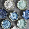 Platos 2023 Estilo chino Creativo Flor en forma de cerámica Placa de inmersión Esmalte Horno en Snack Sushi Vajilla para el hogar