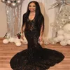 Sparkle Sequin Black Evening Dress Sexy V Neck Plus Black Girls Prom Plants 2023 Элегантное формальное день рождения Женское вечерин