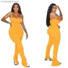 Women's Jumpsuits Rompers HAOYUAN Sexy Bodycon Stacked Jumpsuit Women Plus Size Clothes Backless Overalls One Peice Split Leggings Rompers Club Outfits T230504