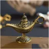 Doftlampor utmärkta sagan Aladdin Magic Lamp rökelse brännare vintage retro te potten genie aroma sten prydnad metall c dhqn1