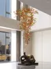 Lampes suspendues Feuille de Ginkgo Salon Lustre Escaliers Lumière Luxe Lobby El Lights