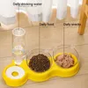 Feeding Pet Cat Bowl Automatic Feeder 3in1 Water Dispenser Pet Dog Cat Food Container Drinking Raised Stand Dish Bowl Pet Waterer Feed