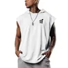 Mens Tank Tops ärmlös huva Summer Gym Stringer Bodybuilding Fitness Sport Workout Singlet Loose Vest Hoodie Top 230504