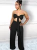 Women's Blouses Off The Shoulder 2 Piece Pant Suits Ladies Tracksuit Strapless Bow Tie Crop Top And Summer Fall High Waist Wide Leg Legging