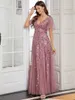 Party Dresses Elegant Evening Dress Romantic Shimmery V-Neck Ruffle ärmar Ever Pretty of Orchid Chiffon Maxi Long Evening Gowns 230504