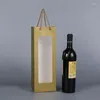 Bolsa de papel de garrafa de garrafa de vinhos de garrafa de garrafa única com janela com janela de bebidas de champanhe de cerveja de cerveja embalagem de festas de casamento