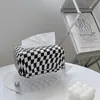 Organization Checkerboard Tissue Box Simple Frosty Style Coffee Table Pumping Paper Box Home Decoration Decorative Tissue Boxes