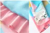 2023 여름 핑크 플로럴 프린트 벨트 실크 드레스 대비 컬러 3/4 슬리브 V- 넥 버튼 미디 캐주얼 드레스 C3A255024