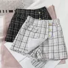 Kobiety szorty itoolin nieregularne Tweed Shorts Spring Plaid Buttons Krótkie krótkie spódnice dla kobiet dla kobiet spódnice wysokiej talii 230504