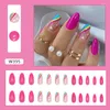 False Nails 24pcsカラフルなフレンチセットプレスロングスティレットアーモンドアーモンドウェアラブルフェイクストライプデザインフルカバーネイルヒント