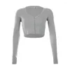 Women's T Shirts Women Knit Button Down Crop Cardigan Sweater Long Sleeve V-Neck Bodycon T-Shirts M6CD