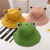 Baskar söta groda ögon hink hatt för kvinnor sommar hösten vanlig sol hattar tecknad froggy panama mössa utomhus fiske solskyddsmedel bob mössor