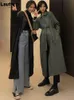Kurtki damskie Lautaro Spring jesienna długa czarna zielona skórzana płaszcz dla kobiet szarfy luźne swobodne wodoodporne płaszcz przeciwdeszczowy Koreańska moda 230503