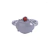 Cluster Rings S925 Sterling Silver Hetian Gray Jade Smoke Mauve Ring Retro Personlighet Peach Women's Opening Armband