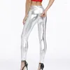 Leggings da donna Donna in pelle con apertura sul cavallo Sport sexy Skinny Flash PU Mutandine con cerniera nascosta Pantaloni per coppia Costume da sesso all'aperto Pantaloni