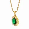 Pendentif Colliers Pierre Colorée Femmes Filles Cristal Cubique Zircone CZ Charme Rouge Vert Bleu Chaînes Bijoux