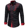 Chemises décontractées pour hommes Western Cowboy Broderie Chemises Hommes Casual Slim Fit À Manches Longues Robe Sociale Chemises De Soirée Hommes Vêtements Camisetas Masculina Nouveau AA230503