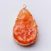 Pendant Necklaces Natural Orange Agates Druzy Necklace Pendulum Irregular Stone Connector Charms For Jewelry Making Raw