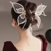 ヘアクリップシルクヤーンバタフライヘアピン花嫁ウェディングクリップアクセサリージュエリーショー