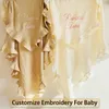 Decken Swaddling Ruffle Customize Baby Name Personalisierte Tröster Cotton Infant Swaddle Bath Towel 230504