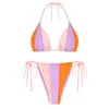 Summer Ladies Sexy Two Piece Swimsuit Plain Stitching Bikini Beach Sexy Sports Vintage Swimwear Thong Biquinis Padded