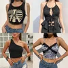 CAMISOS Tanks Vintage Brown Halter Camisole Hollow Out Cyber ​​Y2K Crop top Women Gothic Sexy Aesthetic Fairy Corset Tank Camis 90s Kleding 230503