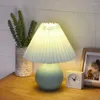Table Lamps Ceramic Pleated Lamp Bedroom Bedside Nordic Minimalist Retro Style Night Light