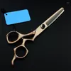 Profissional Japão 440c Aço 6 '' Tesouro Rosa Gold Hair Scissors Cabissors Rainning Barber Cutting Shears cabeleireiro
